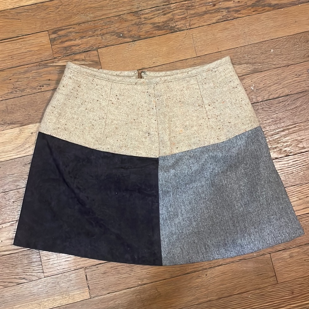 Colorblock Mini Skirt in Beige, Black & Gray